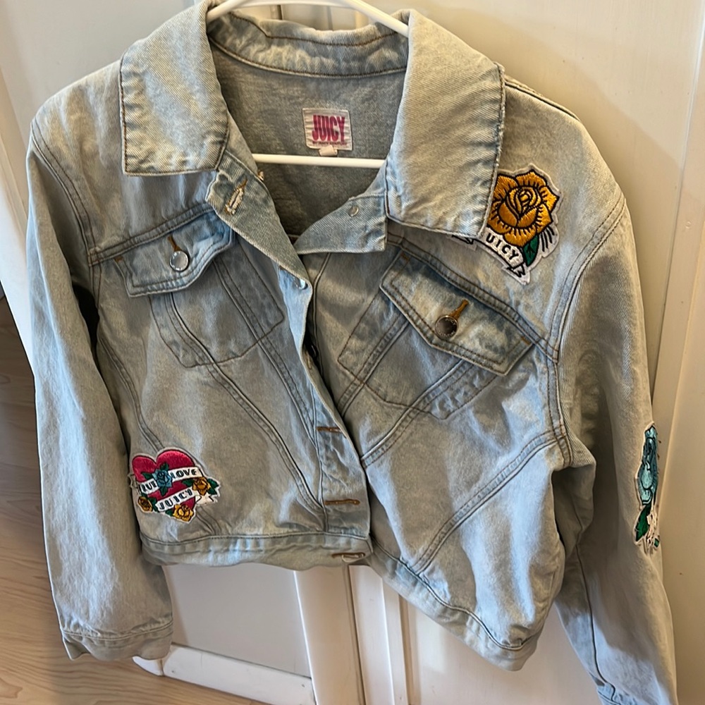 RARE Juicy Couture Y2K Tattoo Patch denim jacket L